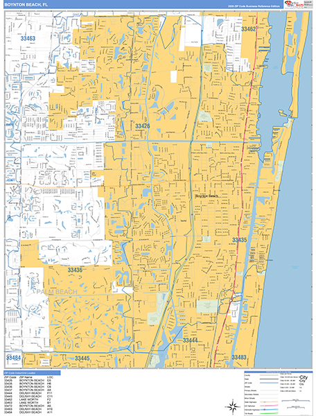 Boynton Beach Zip Code Wall Map